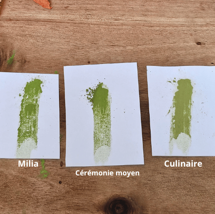Milia Matcha Matcha Vanille, la couleur de la poudre à sec