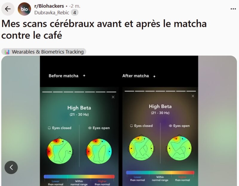 ondes cérébrales matcha vs café